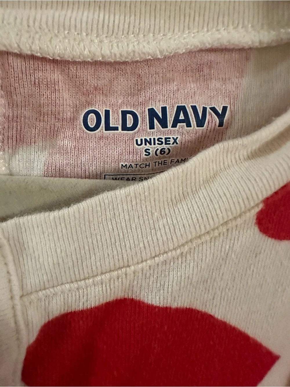 Old Navy White Pajama Set with Red Heart Print